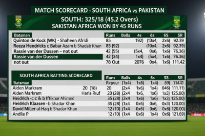 South Africa National Cricket Team vs Pakistan National Cricket Team Match Scorecard