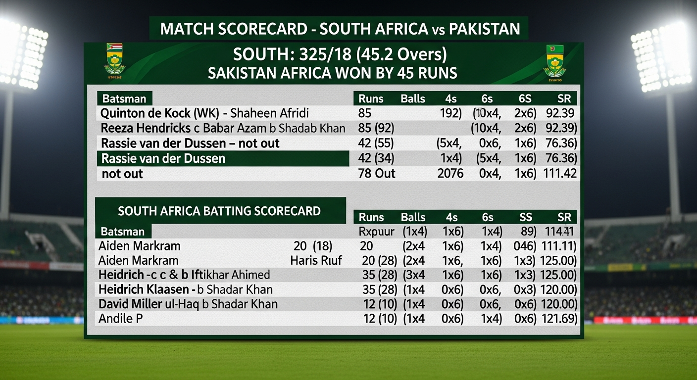 South Africa National Cricket Team vs Pakistan National Cricket Team Match Scorecard